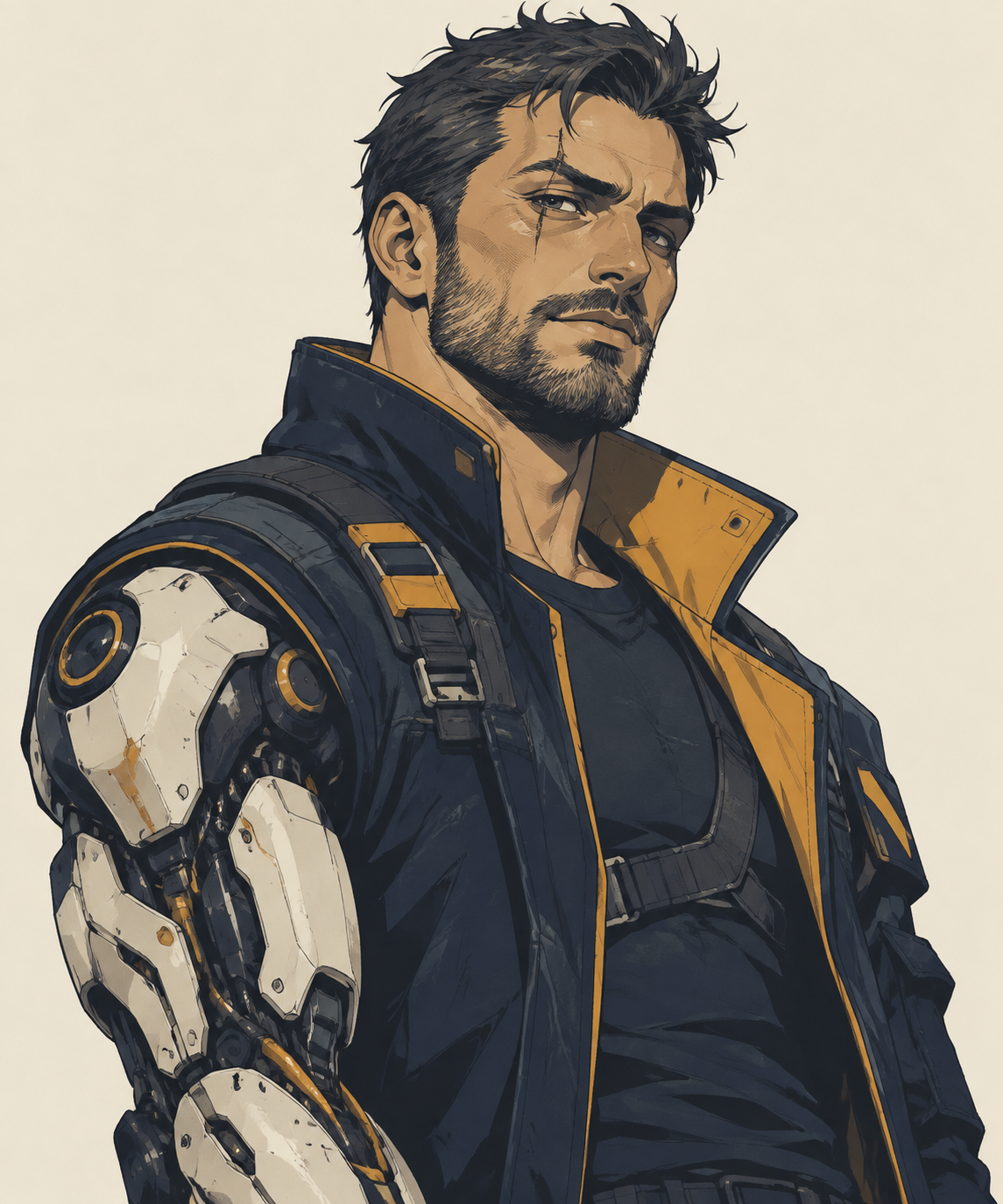 Thorne Kade, rival in the sample cast sheet, illustrated in a consistent graphic-novel style